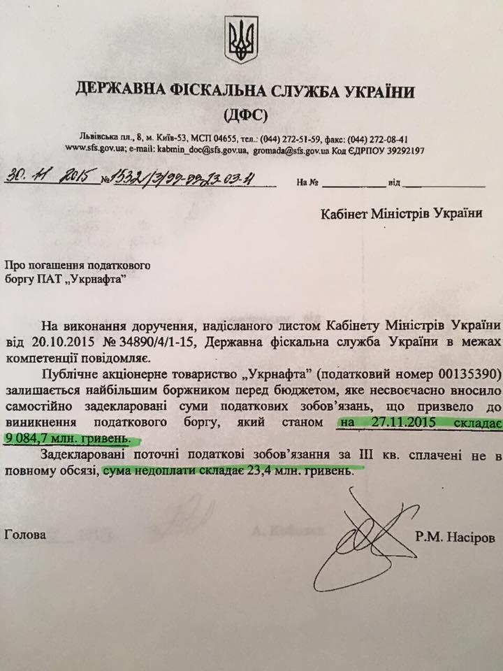 Податковий борг «Укрнафти» більше дев'яти мільярдів гривень, — документ