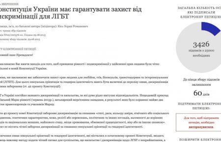 Представники ЛГБТ просять у Президента доповнити ст.42 КУ про дискримінацію