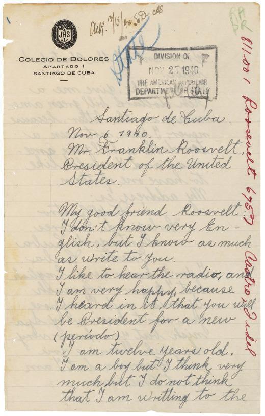 Про що писав 12-річний Фідель Кастро Рузвельту — опубліковано лист