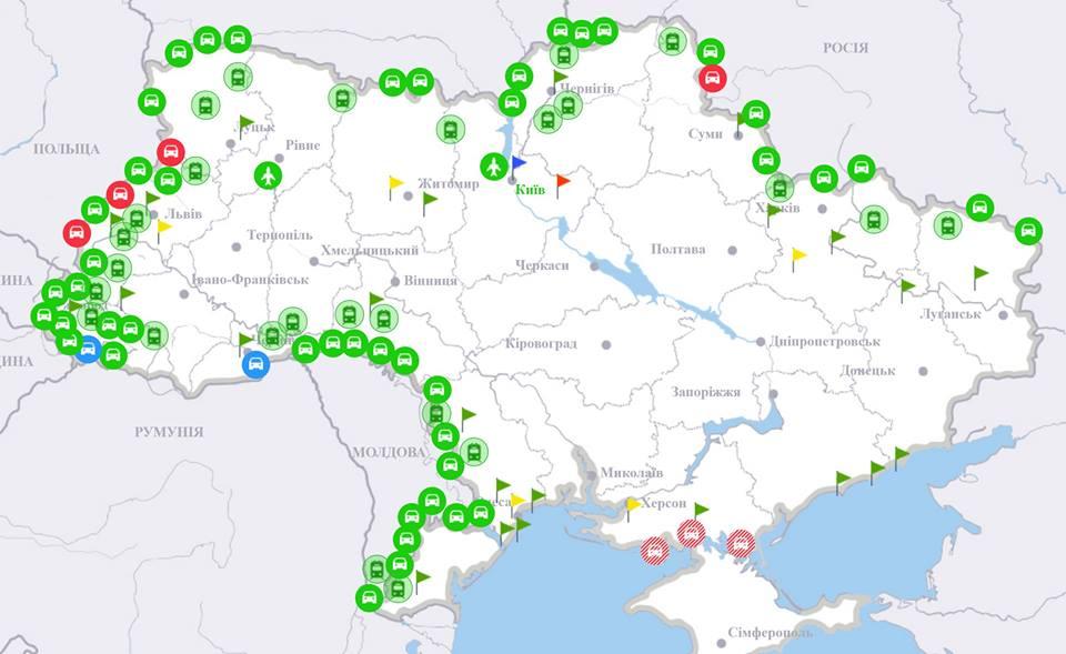 Оновлено онлайн-сервіс завантаженості пунктів пропуску - інтерактивна карта