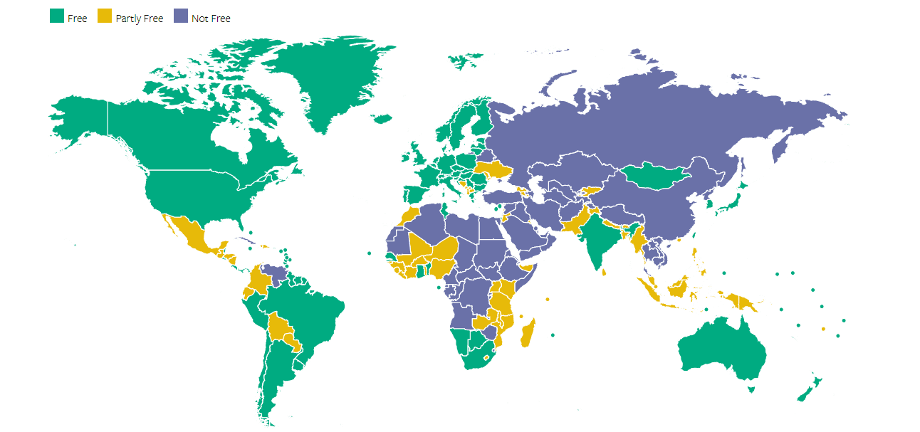 Україна піднялась в рейтингу Freedom House‏, але так і залишилась у категорії частково вільних країн