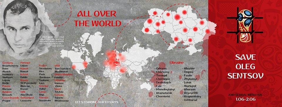 Усім світом: які міста проведуть акції на підтримку Олега Сенцова