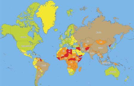 Україна зайняла 152 місце у рейтингу рівня безпечності