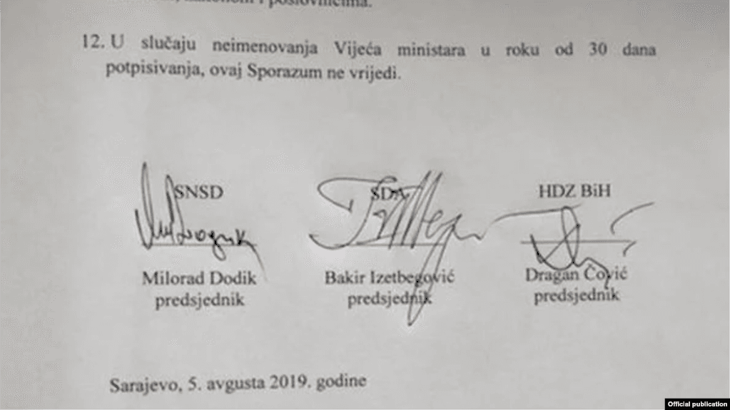 Лідери Боснії і Герцеговини домовилися про формування уряду через 10 місяців після виборів
