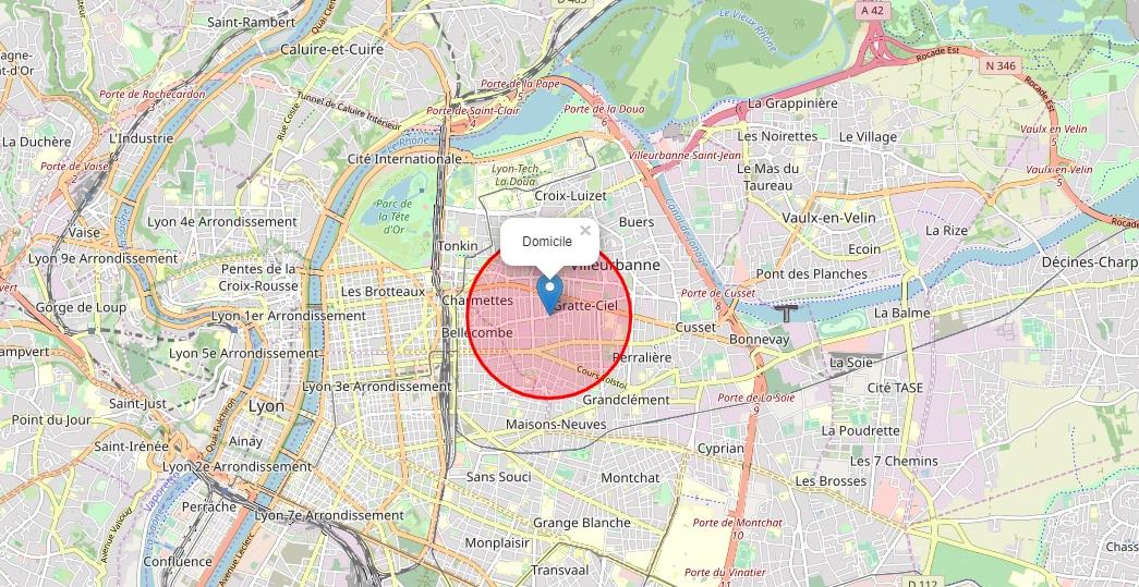 У Франції створили мапу, яка показує допустимий радіус для прогулянок під час карантину