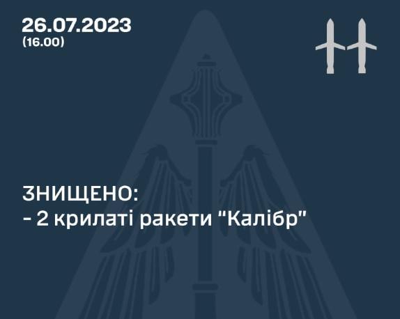 Повітряні сили збили на Вінниччині дві крилаті ракети «Калібр»