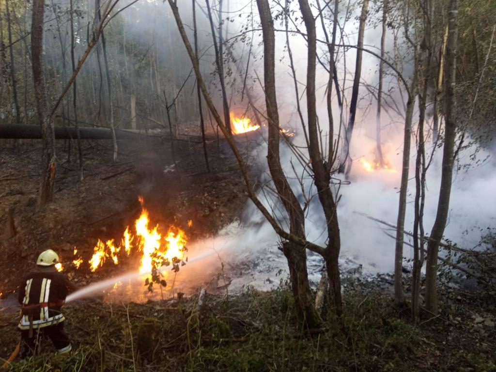 На Івано-Франківщині ліквідували пожежу, що сталася внаслідок пориву нафтопроводу