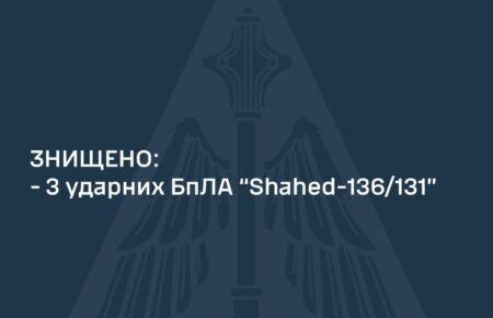 Сили ППО вночі знищили у небі три «шахеди»