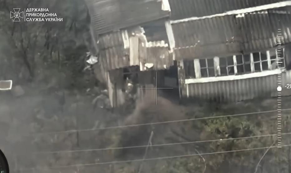 Border guards show how they eliminate a group of occupants with a drone