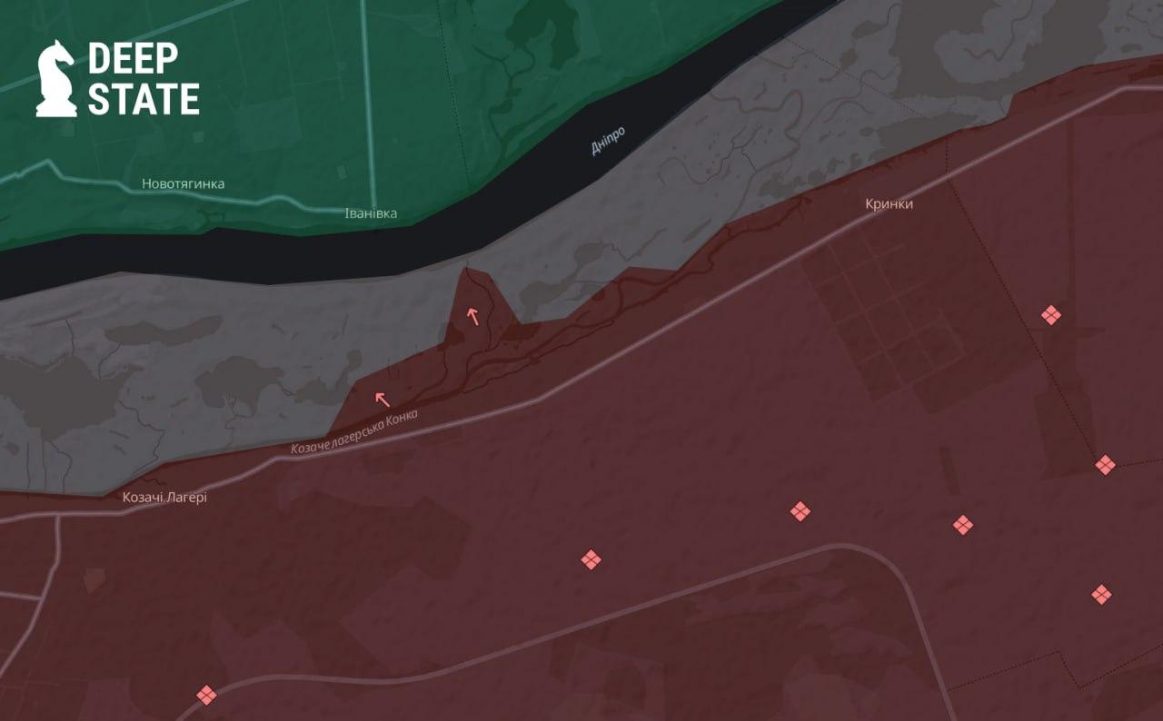 Кринки: Сили оборони вийшли, але операція на островах Дніпра триває — DeepState