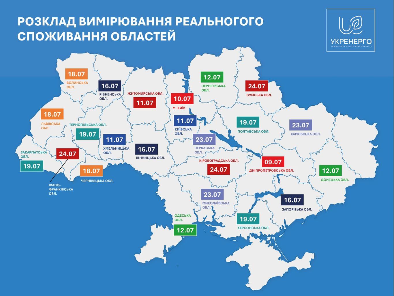 «Укренерго» виміряє споживання світла у кожній області окремо: графік