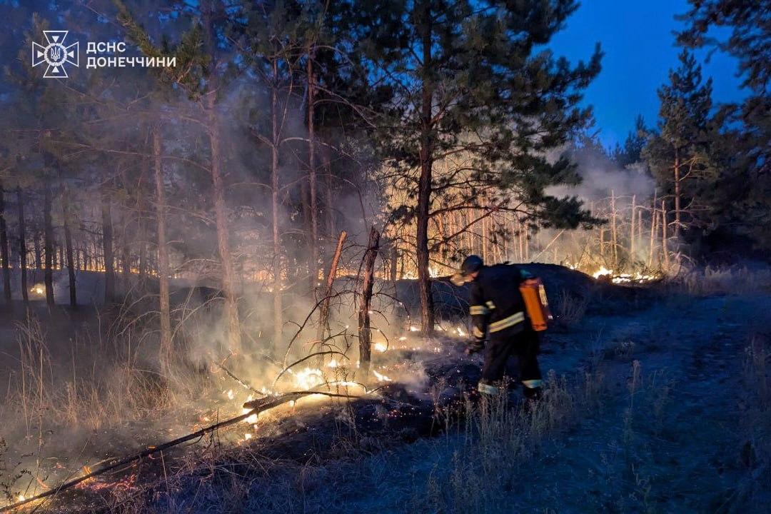 Обстріл Донеччини: палає Лиманське лісництво