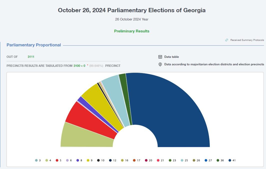 ЦВК Грузії опублікувала попередні результати голосування на виборах