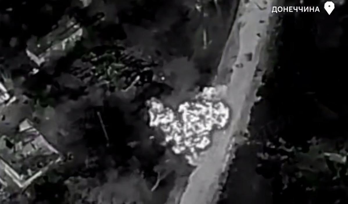 Прикордонники знищили на Донеччині колону окупантів з мотоциклами, вантажівками та гаубицею (ВІДЕО)