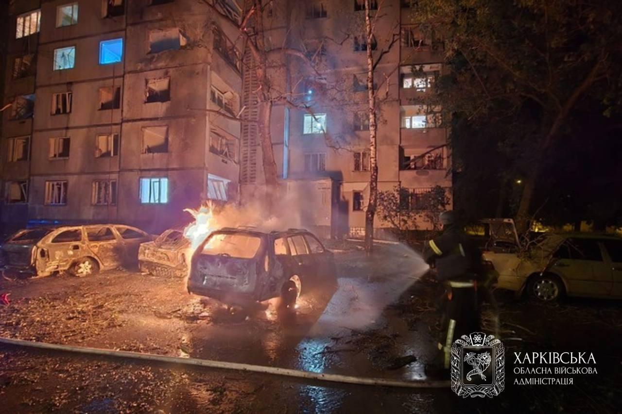 Російські війська вночі завдали низки ударів дронами та ракетами по Харкову та області